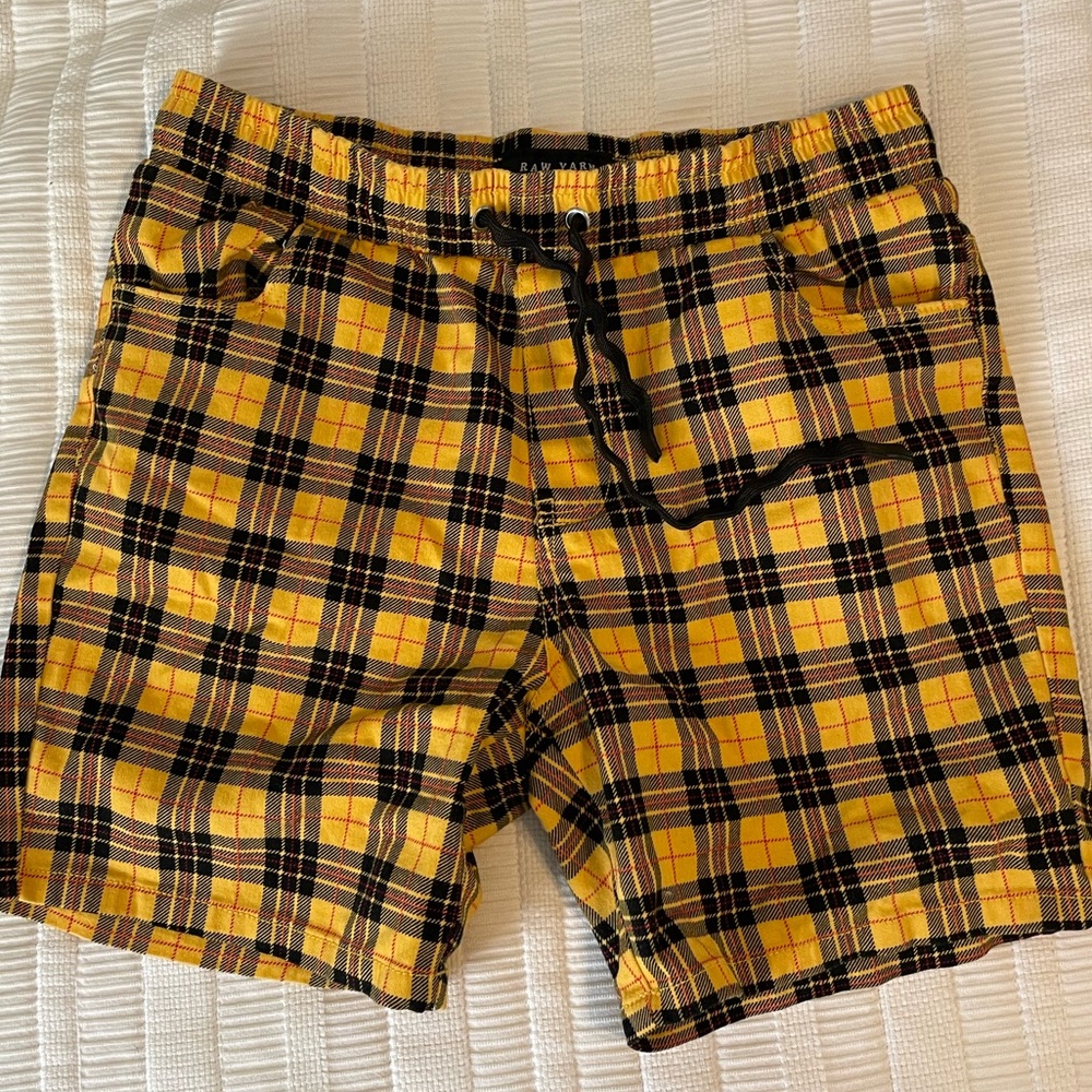 black and white striped shorts